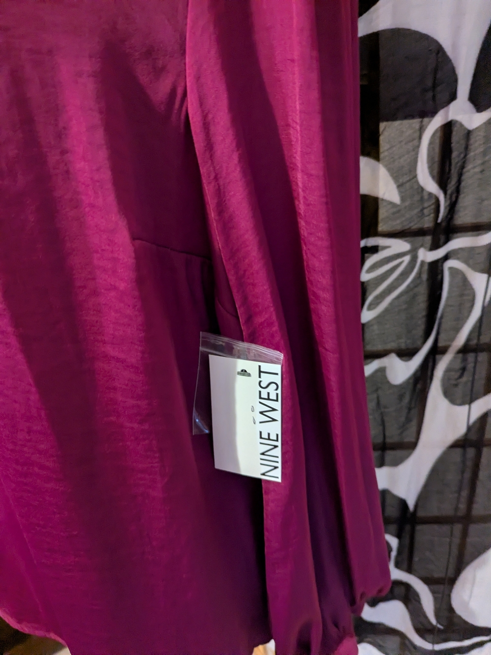 Nine West Magenta Satin Look Blouse